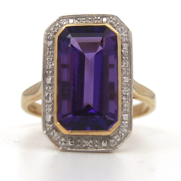 Amethyst & Diamond Cluster Ring