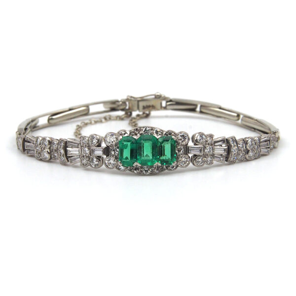 Art Deco Emerald and Diamond Bracelet