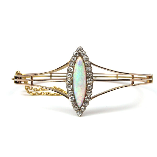 Opal and Old Cut Diamond Bangle